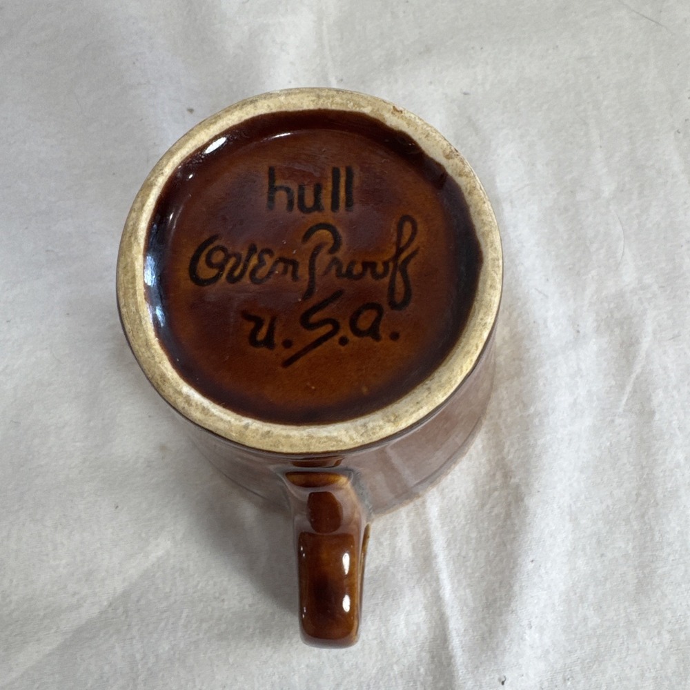 Vintage Brown Drip Glaze Coffee Mug Cup by Hull USA Ovenproof 12 Ounce Signed - Picture 7 of 7